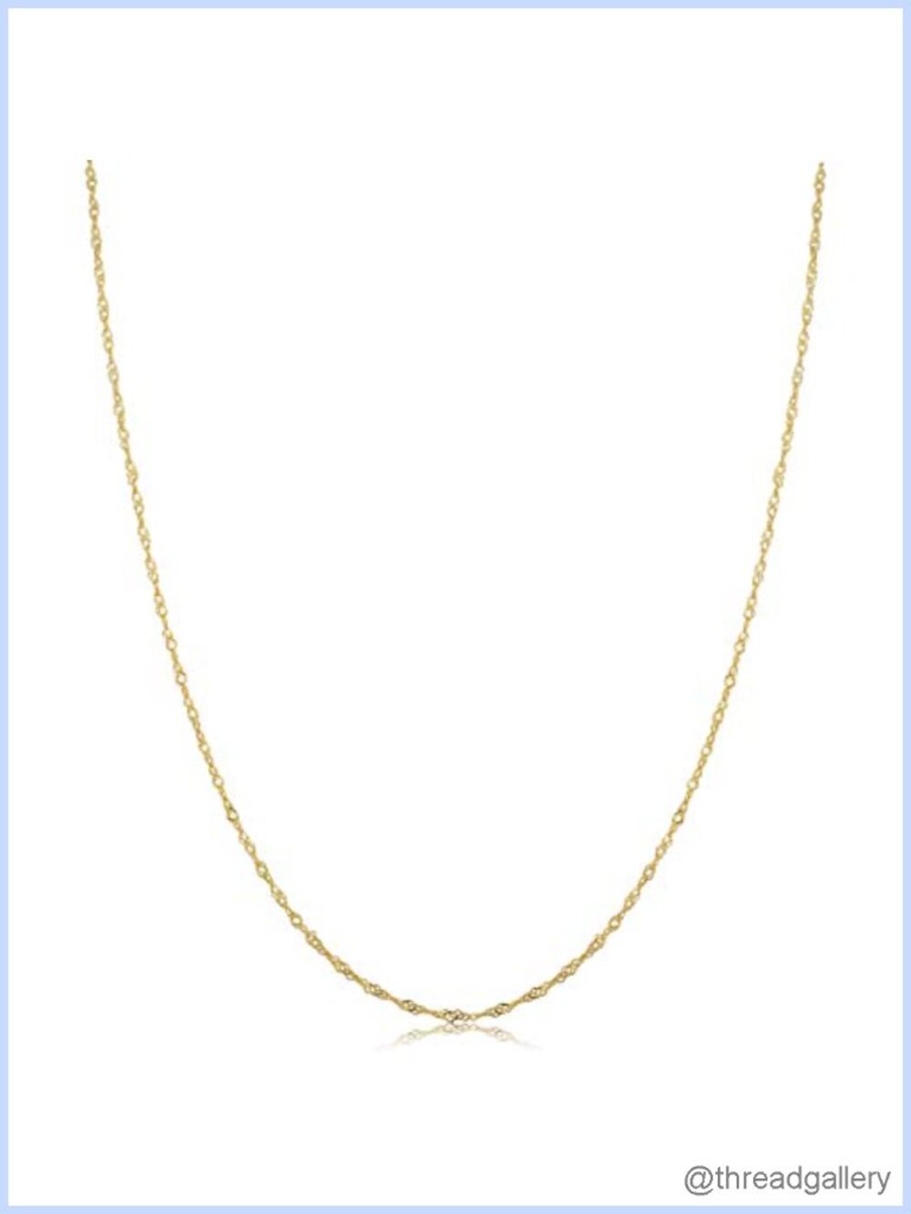 10K Yellow Gold Singapore Chain Necklace for Women, Spring Ring Clasp, 16 inch